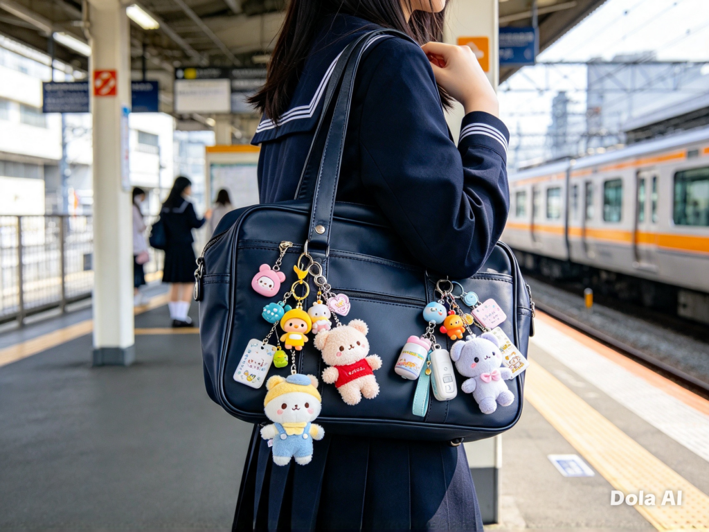 Japan, Schuluniform MĂ€dchen, individualisierte Schultasche (KI-generiert)